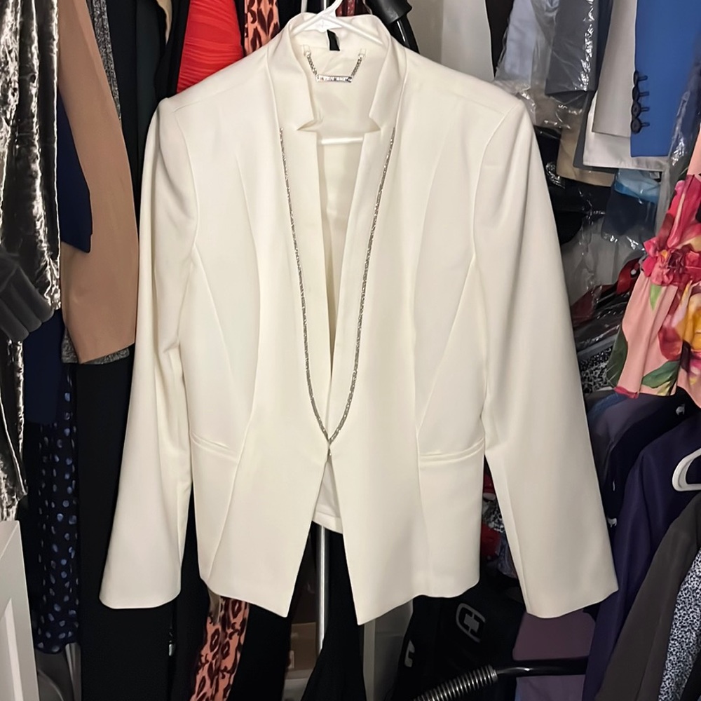 White blazer with silver detailing